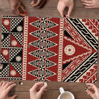 Vintage Bula Fiji Puzzle Red Tapa Masi Motif LT9 - Polynesian Pride