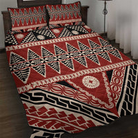Vintage Bula Fiji Quilt Bed Set Red Tapa Masi Motif