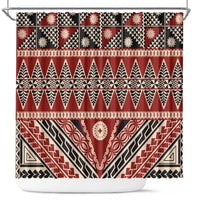 Vintage Bula Fiji Shower Curtain Red Tapa Masi Motif