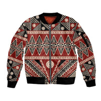 Vintage Bula Fiji Sleeve Zip Bomber Jacket Red Tapa Masi Motif