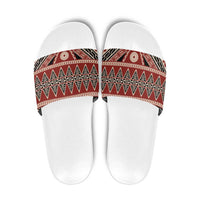 Vintage Bula Fiji Slide Sandals Red Tapa Masi Motif - Polynesian Pride