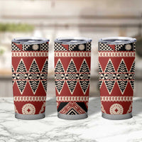 Vintage Bula Fiji Tumbler Cup Red Tapa Masi Motif