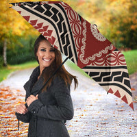 Vintage Bula Fiji Umbrella Red Tapa Masi Motif - Polynesian Pride