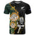 Custom South Africa Protea and New Zealand T Shirt Go All Black-Springboks Rugby with Kente And Maori LT9 Black Green - Polynesian Pride