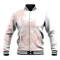 Polynesian Tribal Plumeria Lotu Tamaiti Baseball Jacket Pastel Blush - Polynesian Pride