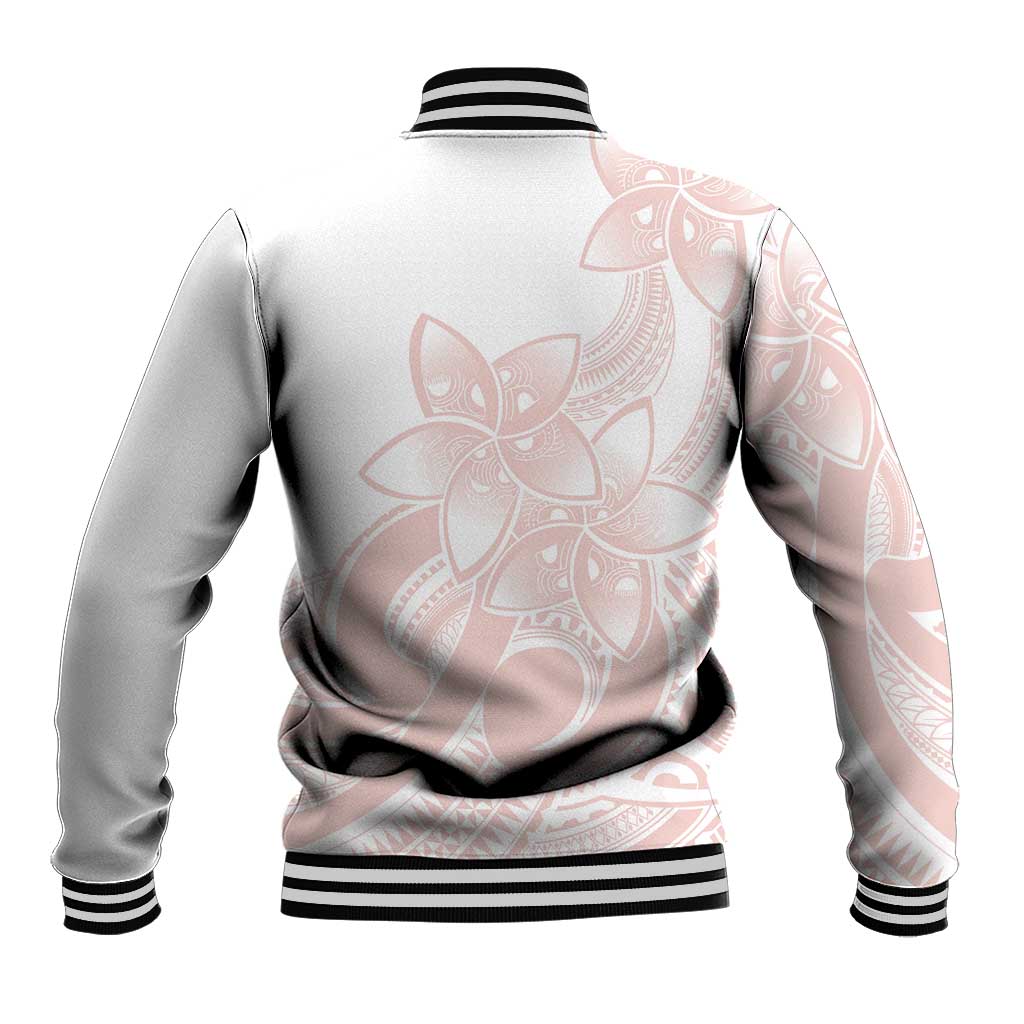Polynesian Tribal Plumeria Lotu Tamaiti Baseball Jacket Pastel Blush - Polynesian Pride