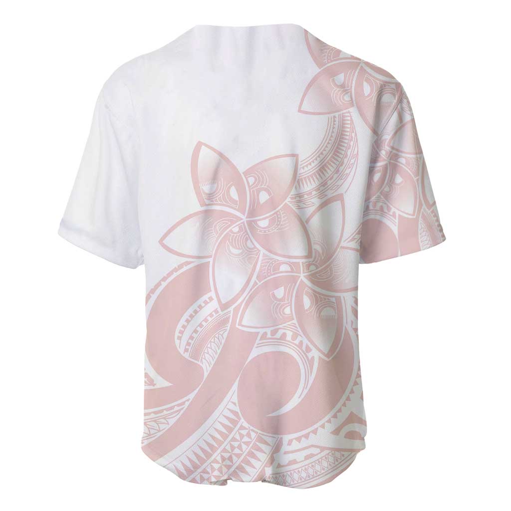 Polynesian Tribal Plumeria Lotu Tamaiti Baseball Jersey Pastel Blush - Polynesian Pride