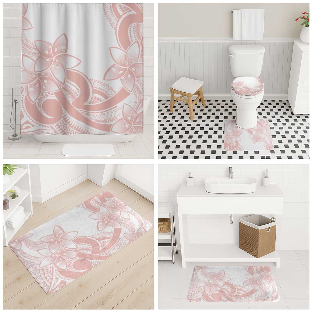 Polynesian Tribal Plumeria Lotu Tamaiti Bathroom Set Pastel Blush - Polynesian Pride