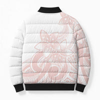 Polynesian Tribal Plumeria Lotu Tamaiti Bomber Puffer Jacket Pastel Blush - Polynesian Pride