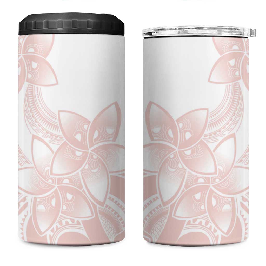 Polynesian Tribal Plumeria Lotu Tamaiti 4 in 1 Can Cooler Tumbler Pastel Blush - Polynesian Pride