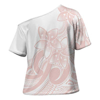 Polynesian Tribal Plumeria Lotu Tamaiti Cross Shoulder Shirt Pastel Blush - Polynesian Pride