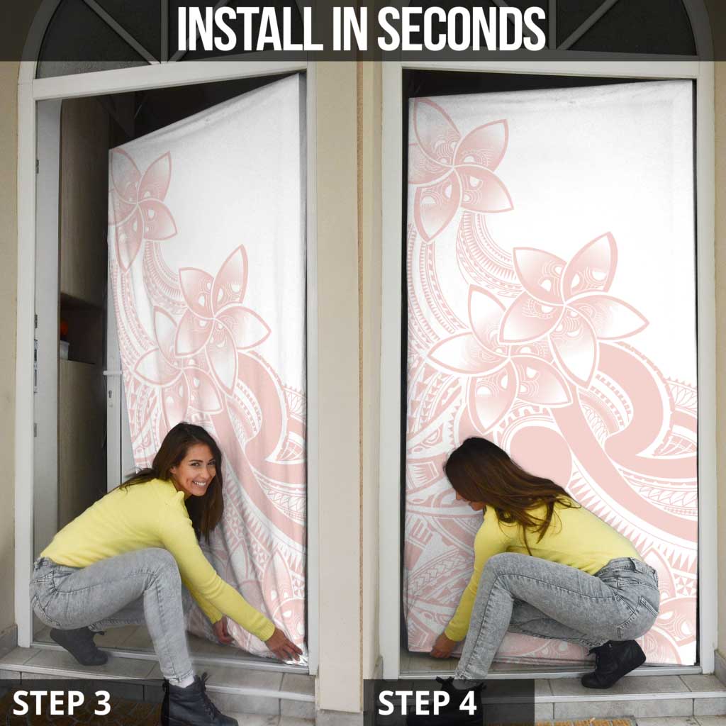 Polynesian Tribal Plumeria Lotu Tamaiti Door Cover Pastel Blush - Polynesian Pride