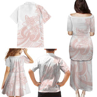 Polynesian Tribal Plumeria Lotu Tamaiti Family Matching Puletasi and Hawaiian Shirt Pastel Blush - Polynesian Pride