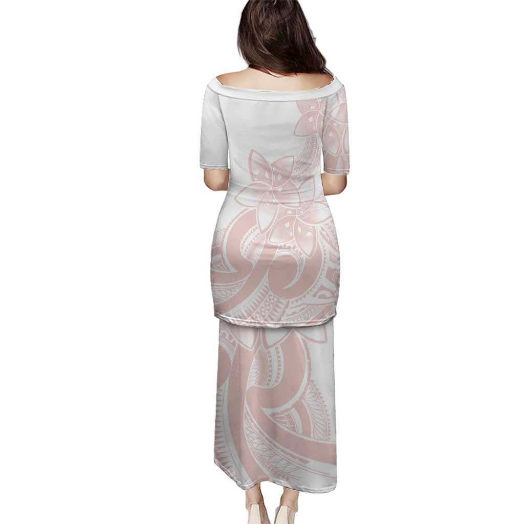 Polynesian Tribal Plumeria Lotu Tamaiti Family Matching Puletasi and Hawaiian Shirt Pastel Blush - Polynesian Pride