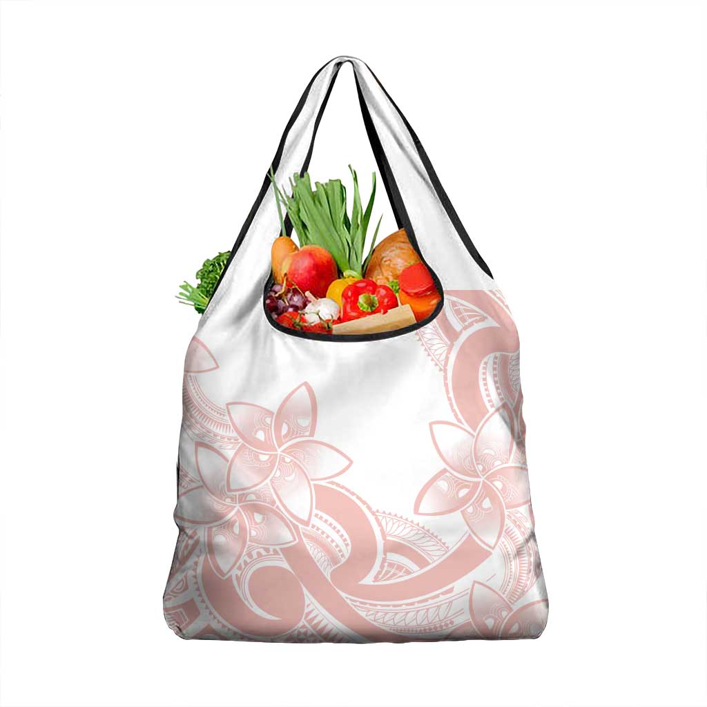 Polynesian Tribal Plumeria Lotu Tamaiti Grocery Bag Pastel Blush - Polynesian Pride