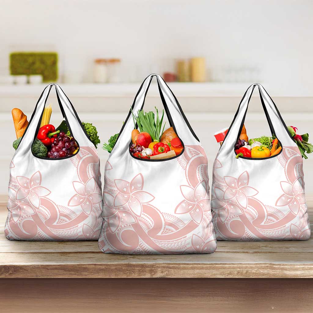 Polynesian Tribal Plumeria Lotu Tamaiti Grocery Bag Pastel Blush - Polynesian Pride