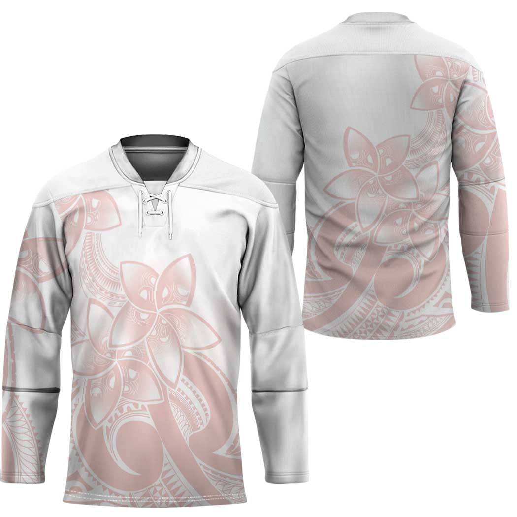Polynesian Tribal Plumeria Lotu Tamaiti Hockey Jersey Pastel Blush - Polynesian Pride
