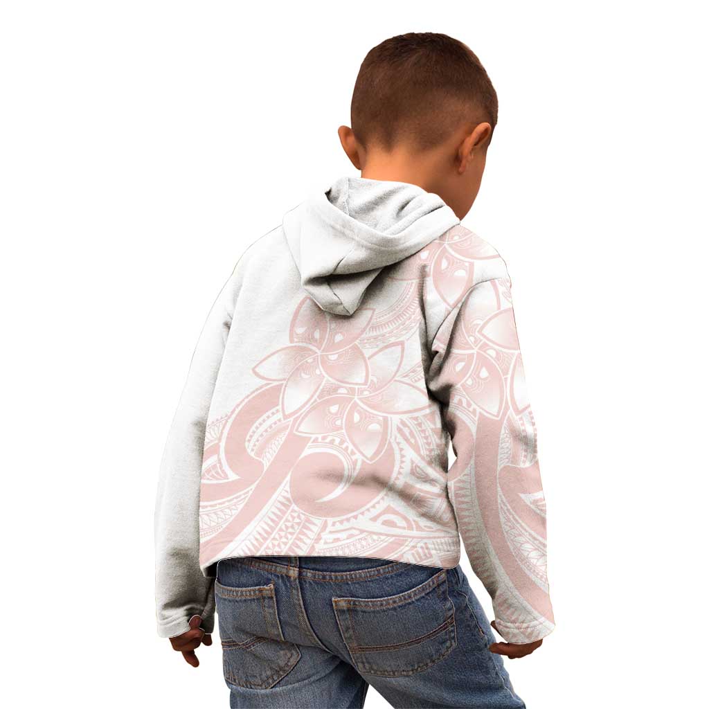 Polynesian Tribal Plumeria Lotu Tamaiti Kid Hoodie Pastel Blush - Polynesian Pride