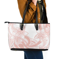 Polynesian Tribal Plumeria Lotu Tamaiti Leather Tote Bag Pastel Blush LT9 - Polynesian Pride