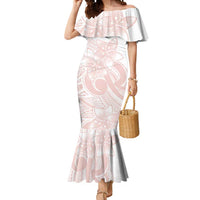 Polynesian Tribal Plumeria Lotu Tamaiti Mermaid Dress Pastel Blush - Polynesian Pride