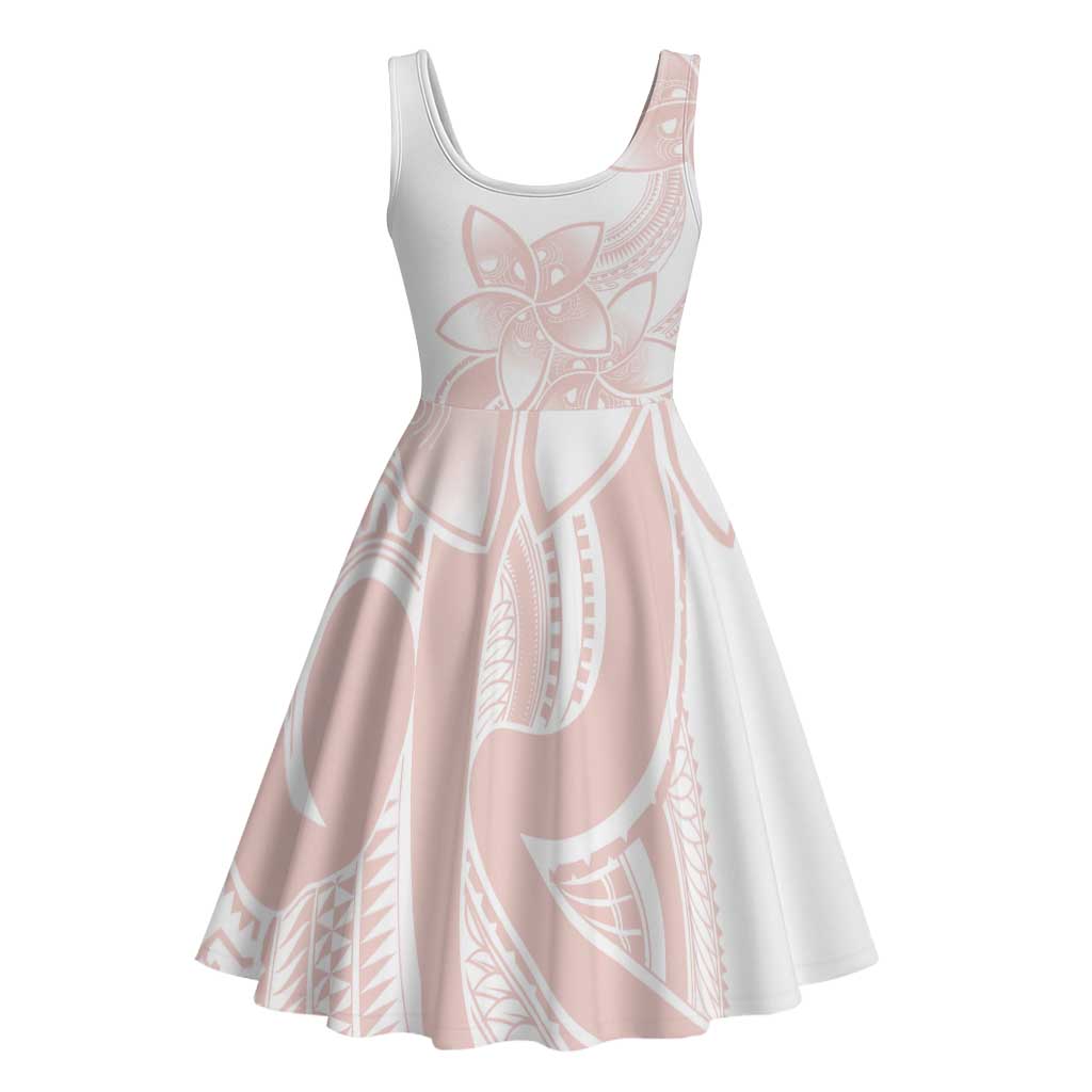 Polynesian Tribal Plumeria Lotu Tamaiti Midi Dress Pastel Blush - Polynesian Pride