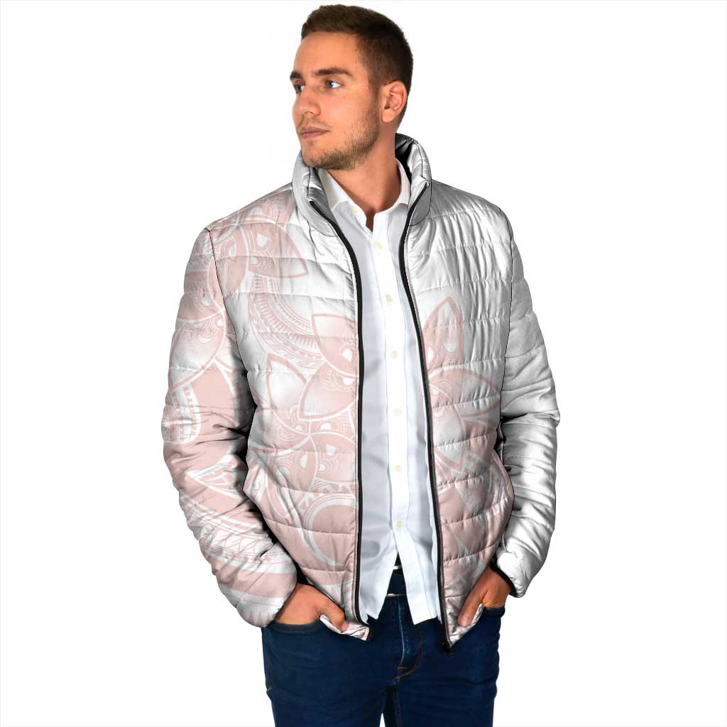 Polynesian Tribal Plumeria Lotu Tamaiti Padded Jacket Pastel Blush - Polynesian Pride