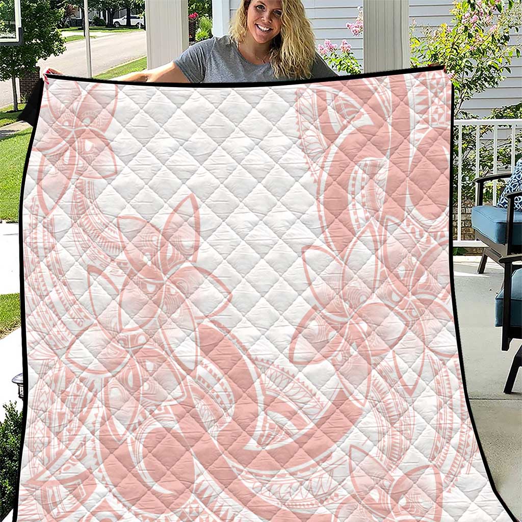 Polynesian Tribal Plumeria Lotu Tamaiti Quilt Pastel Blush LT9 Blush - Polynesian Pride