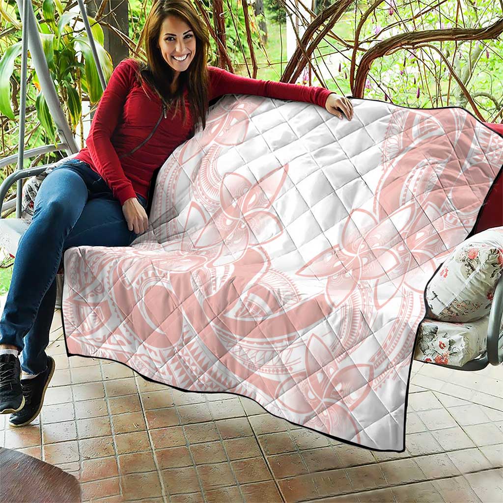 Polynesian Tribal Plumeria Lotu Tamaiti Quilt Pastel Blush - Polynesian Pride