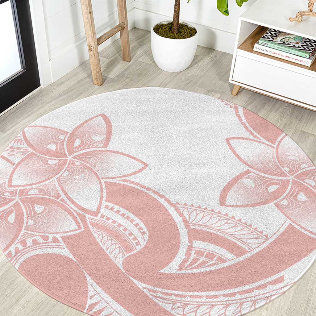Polynesian Tribal Plumeria Lotu Tamaiti Round Carpet Pastel Blush LT9 Blush - Polynesian Pride