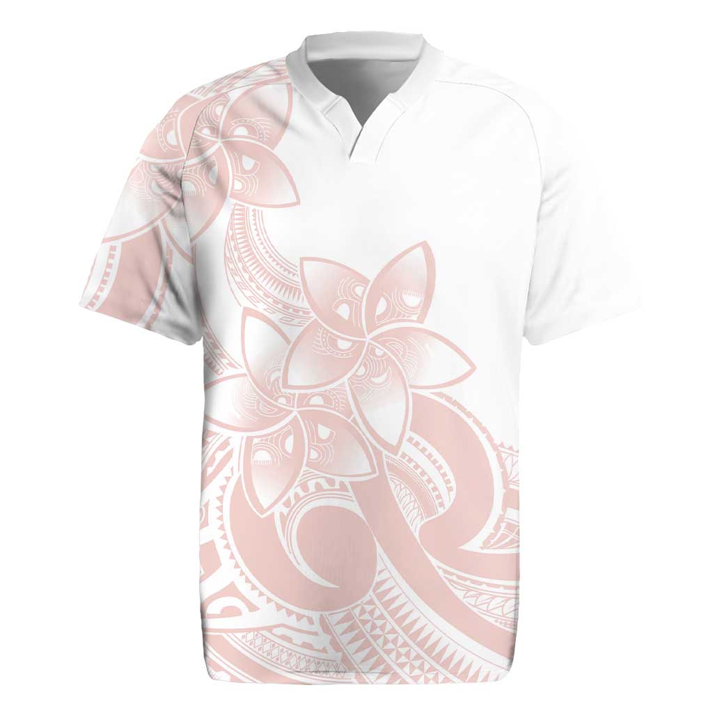 Polynesian Tribal Plumeria Lotu Tamaiti Rugby Jersey Pastel Blush - Polynesian Pride
