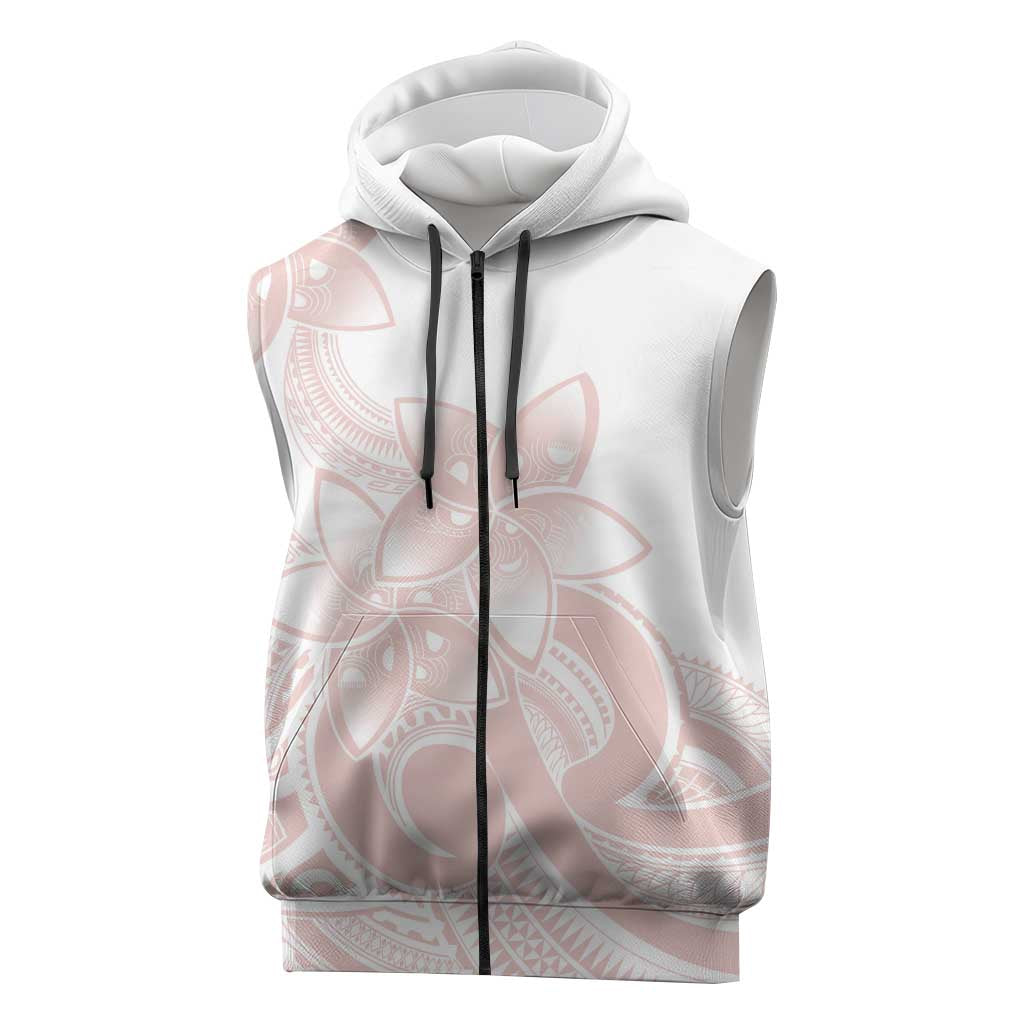 Polynesian Tribal Plumeria Lotu Tamaiti Sleeveless Zip Hoodie Pastel Blush LT9 Blush - Polynesian Pride