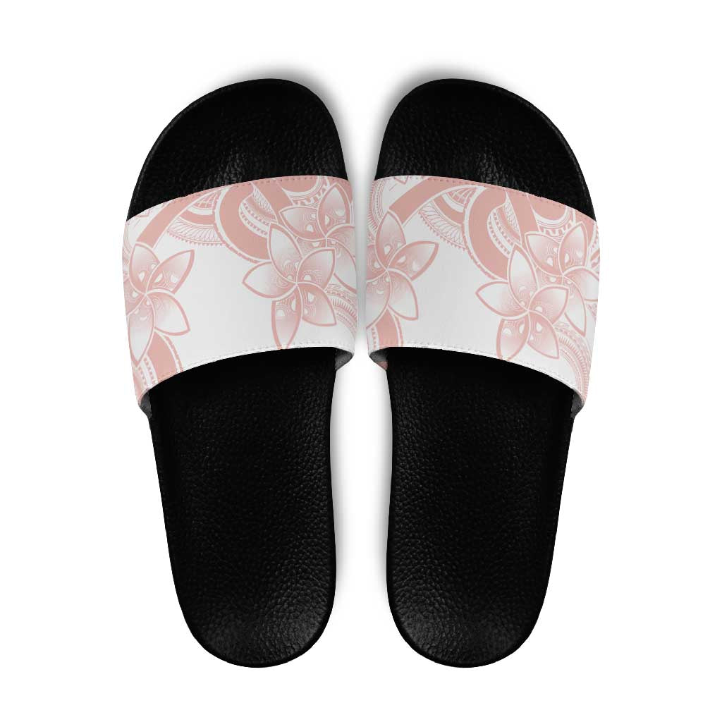 Polynesian Tribal Plumeria Lotu Tamaiti Slide Sandals Pastel Blush - Polynesian Pride