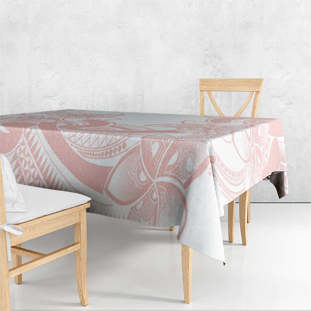 Polynesian Tribal Plumeria Lotu Tamaiti Tablecloth Pastel Blush - Polynesian Pride