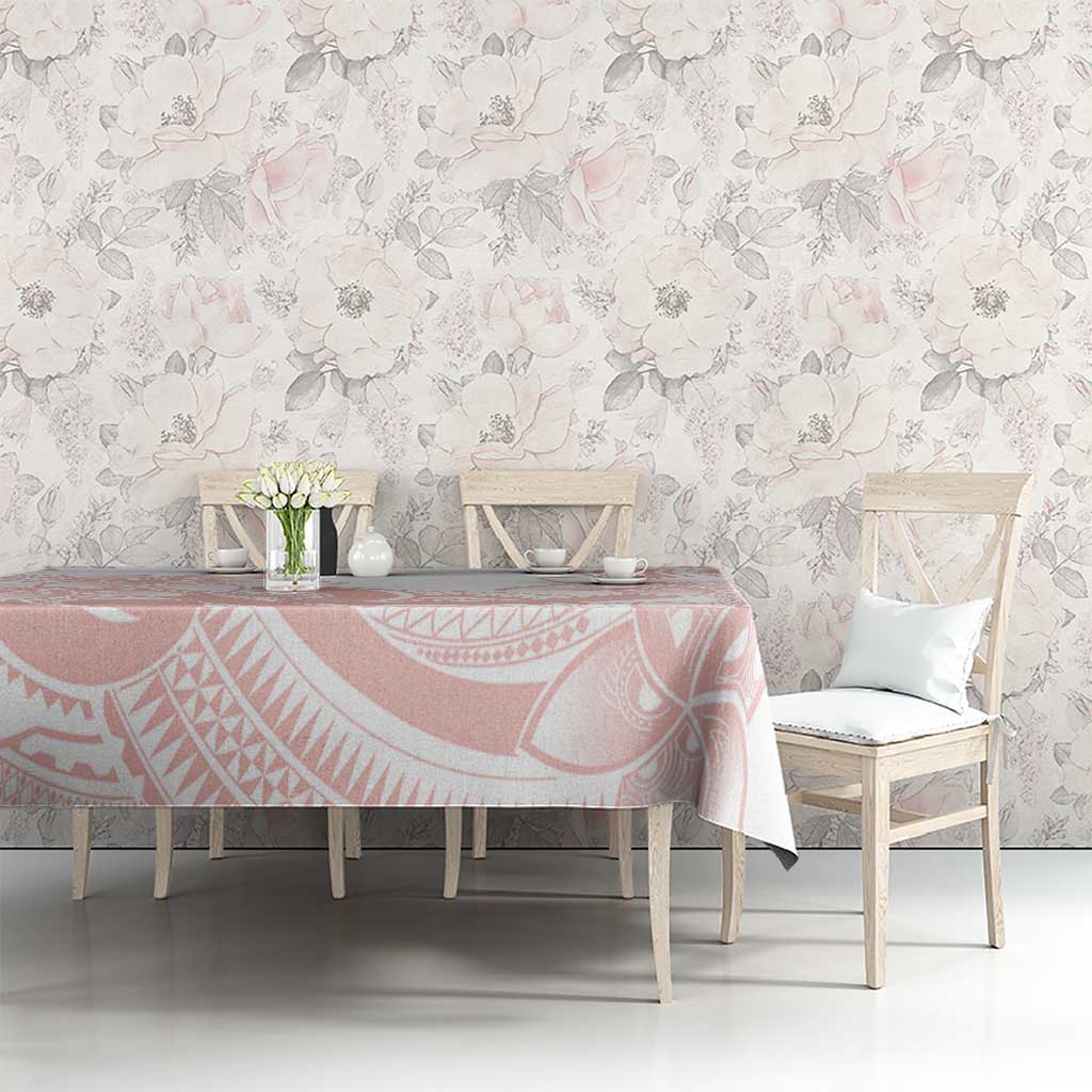 Polynesian Tribal Plumeria Lotu Tamaiti Tablecloth Pastel Blush - Polynesian Pride