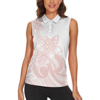 Polynesian Tribal Plumeria Lotu Tamaiti Women Sleeveless Polo Shirt Pastel Blush - Polynesian Pride