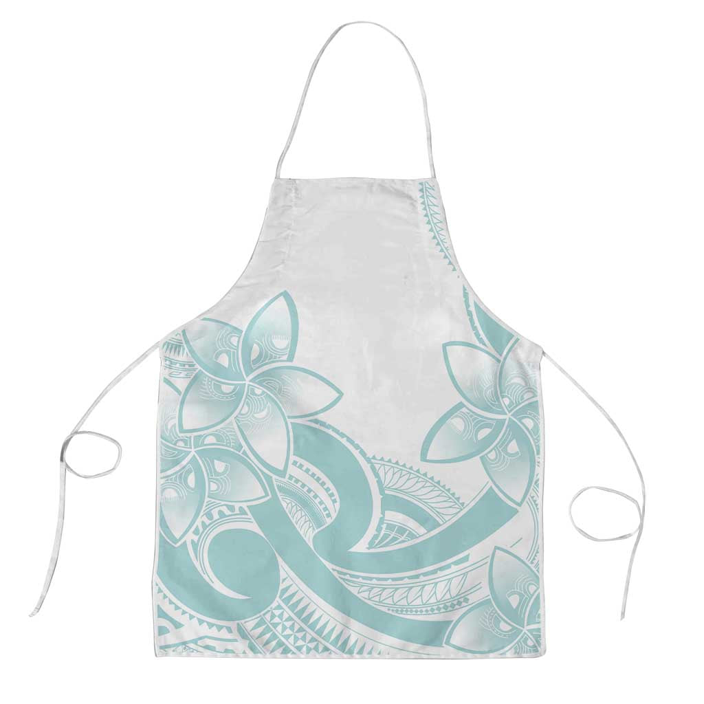 Polynesian Tribal Plumeria Lotu Tamaiti Apron Pastel Cyan - Polynesian Pride