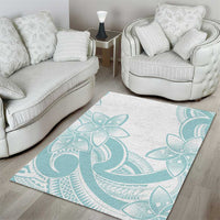 Polynesian Tribal Plumeria Lotu Tamaiti Area Rug Pastel Cyan - Polynesian Pride