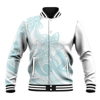 Polynesian Tribal Plumeria Lotu Tamaiti Baseball Jacket Pastel Cyan - Polynesian Pride