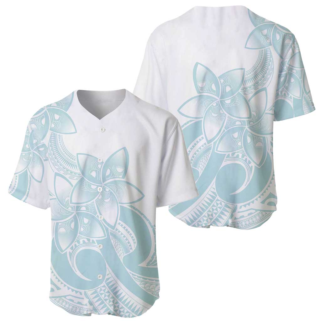 Polynesian Tribal Plumeria Lotu Tamaiti Baseball Jersey Pastel Cyan - Polynesian Pride