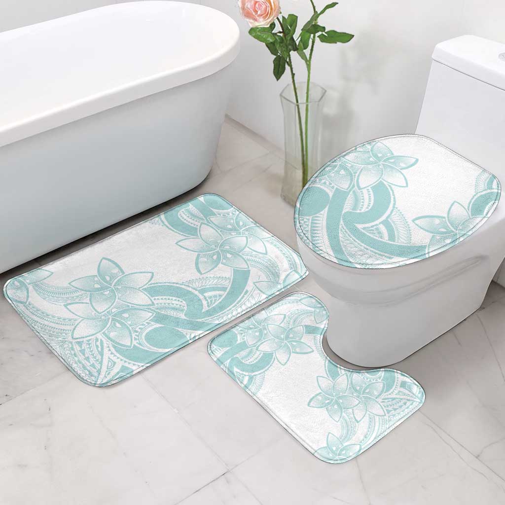 Polynesian Tribal Plumeria Lotu Tamaiti Bathroom Set Pastel Cyan - Polynesian Pride