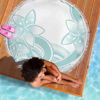 Polynesian Tribal Plumeria Lotu Tamaiti Beach Blanket Pastel Cyan - Polynesian Pride