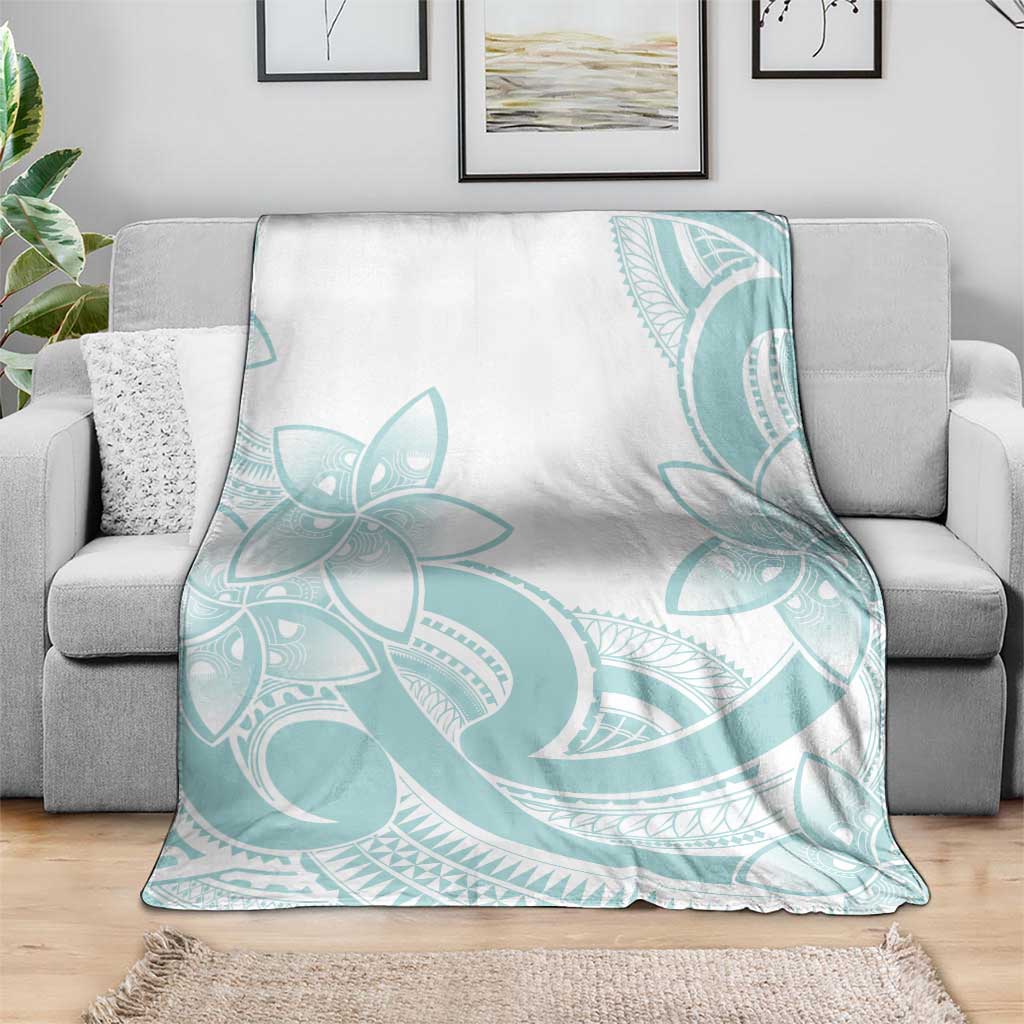 Polynesian Tribal Plumeria Lotu Tamaiti Blanket Pastel Cyan LT9 - Polynesian Pride