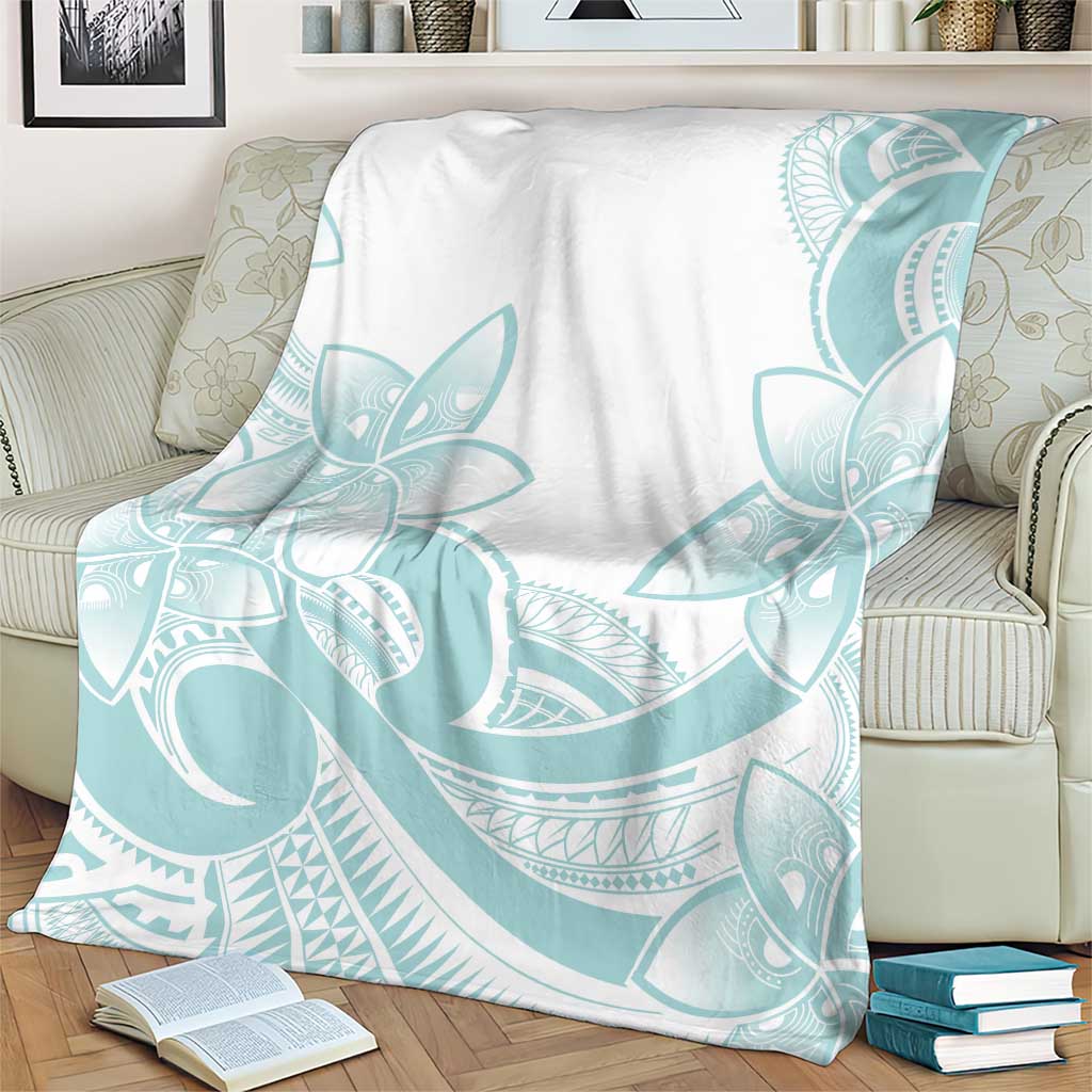 Polynesian Tribal Plumeria Lotu Tamaiti Blanket Pastel Cyan LT9 - Polynesian Pride