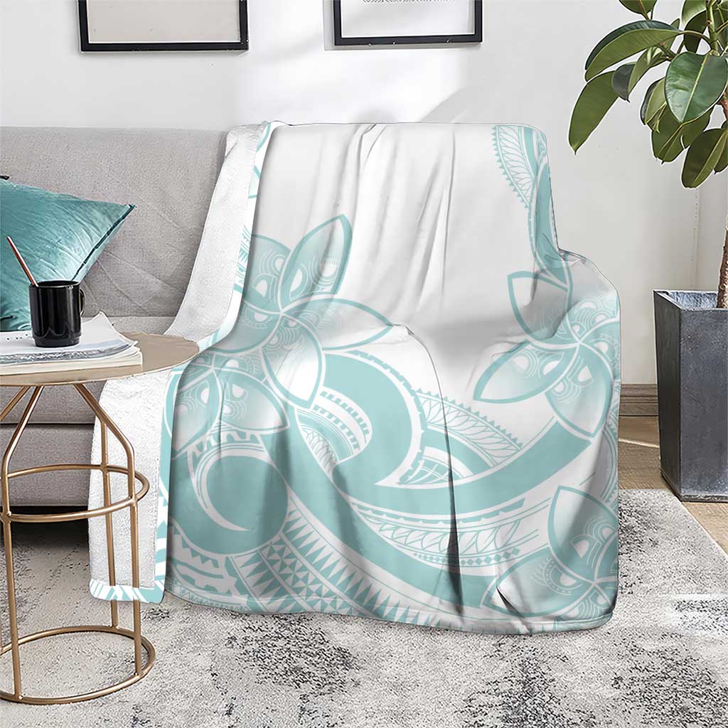 Polynesian Tribal Plumeria Lotu Tamaiti Blanket Pastel Cyan LT9 - Polynesian Pride