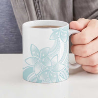 Polynesian Tribal Plumeria Lotu Tamaiti Ceramic Mug Pastel Cyan - Polynesian Pride