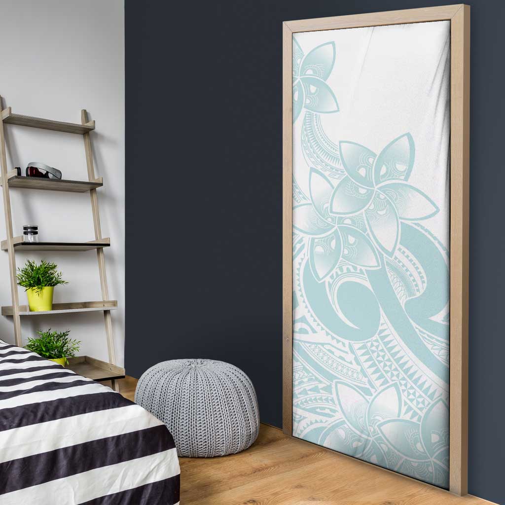 Polynesian Tribal Plumeria Lotu Tamaiti Door Cover Pastel Cyan - Polynesian Pride