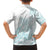 Polynesian Tribal Plumeria Lotu Tamaiti Family Matching Off Shoulder Short Dress and Hawaiian Shirt Pastel Cyan - Polynesian Pride