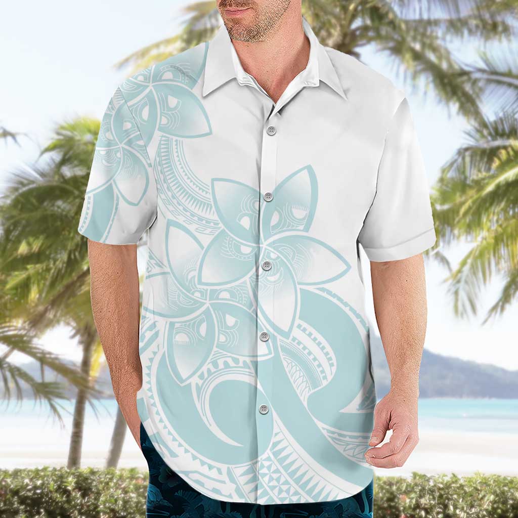 Polynesian Tribal Plumeria Lotu Tamaiti Hawaiian Shirt Pastel Cyan - Polynesian Pride