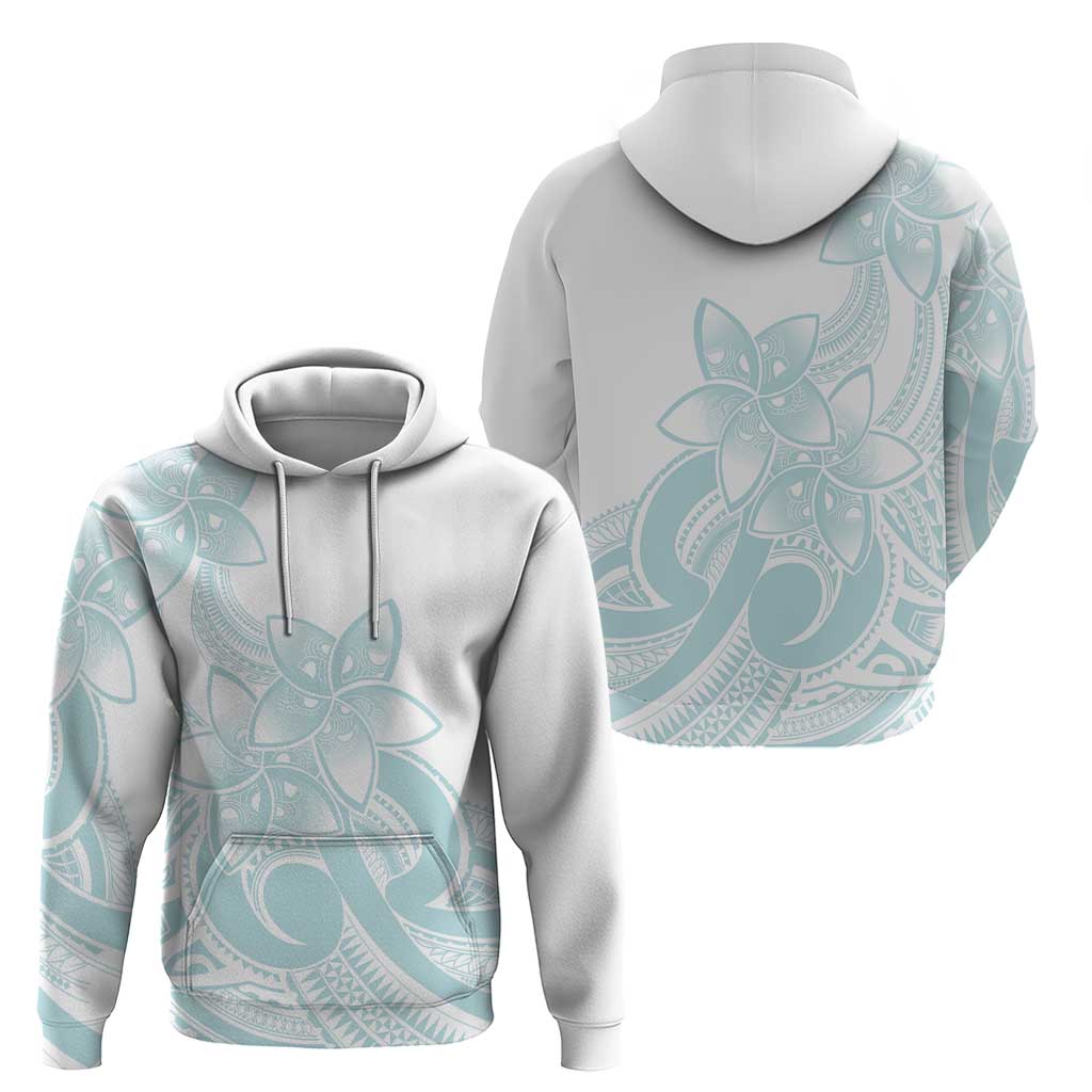 Polynesian Tribal Plumeria Lotu Tamaiti Hoodie Pastel Cyan - Polynesian Pride