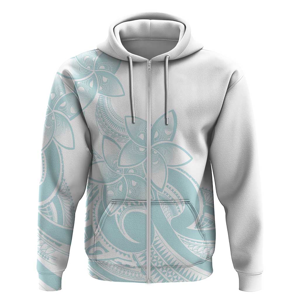 Polynesian Tribal Plumeria Lotu Tamaiti Hoodie Pastel Cyan - Polynesian Pride